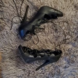 Black Lace-up Heels